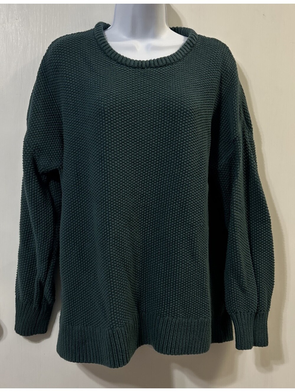 Old Navy Waffle Weave Teal Green 100% Cotton Tunic Legnth Sweater Large